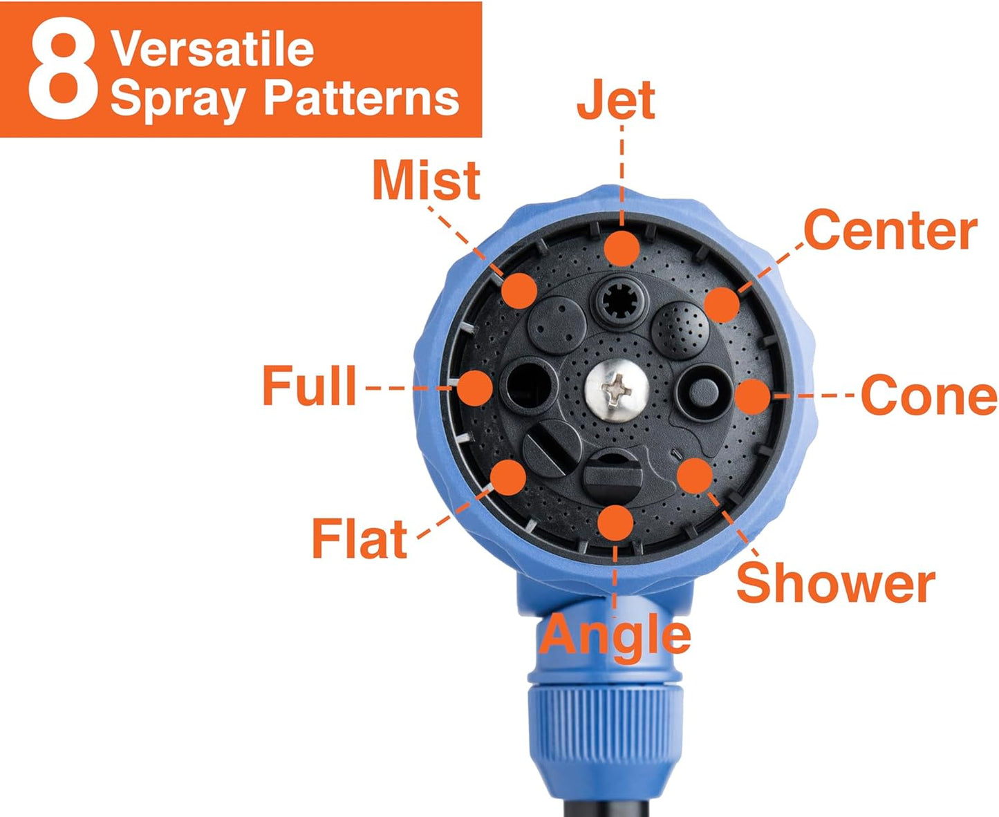 with Adjustable Thumb Control Garden Watering Wand, 19-24 Inch Telescoping Hose Nozzle 8 Spray Patterns, Heavy-Duty Zinc & Aluminum for Precise Watering and Cleaning