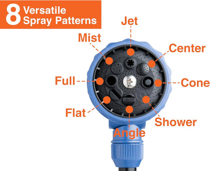with Adjustable Thumb Control Garden Watering Wand, 19-24 Inch Telescoping Hose Nozzle 8 Spray Patterns, Heavy-Duty Zinc & Aluminum for Precise Watering and Cleaning