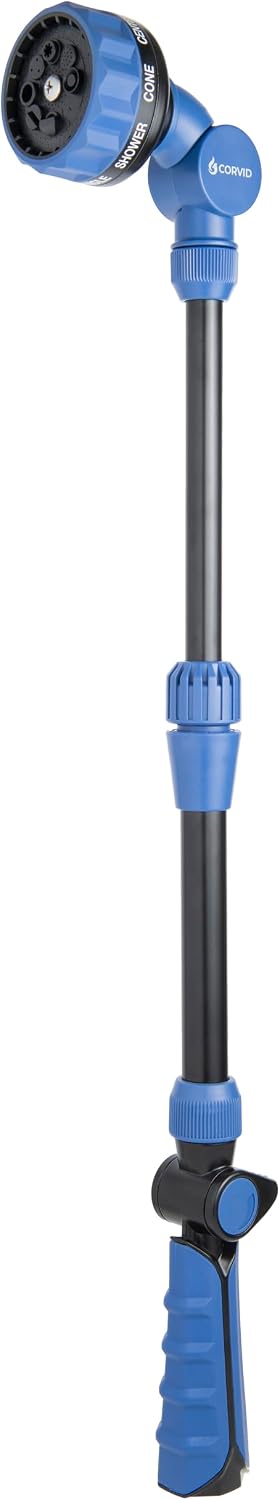 with Adjustable Thumb Control Garden Watering Wand, 19-24 Inch Telescoping Hose Nozzle 8 Spray Patterns, Heavy-Duty Zinc & Aluminum for Precise Watering and Cleaning