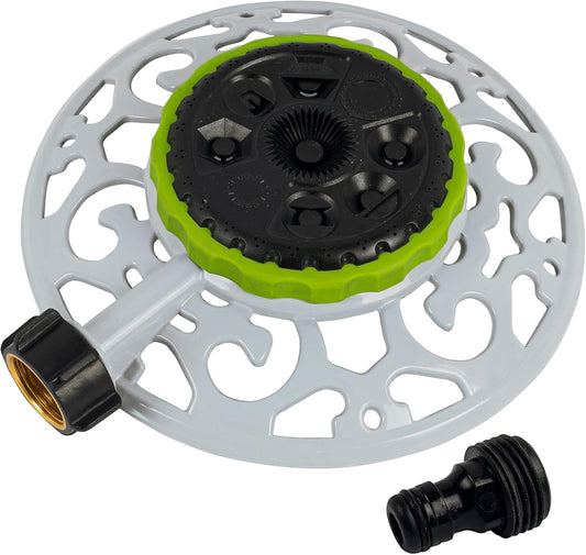 Adjustable Turret Metal Sprinkler, 8 Mode Fixed Lawn Sprinkler for Yard with Hose Quick Connect Product Adapter for Garden Watering Irrigation