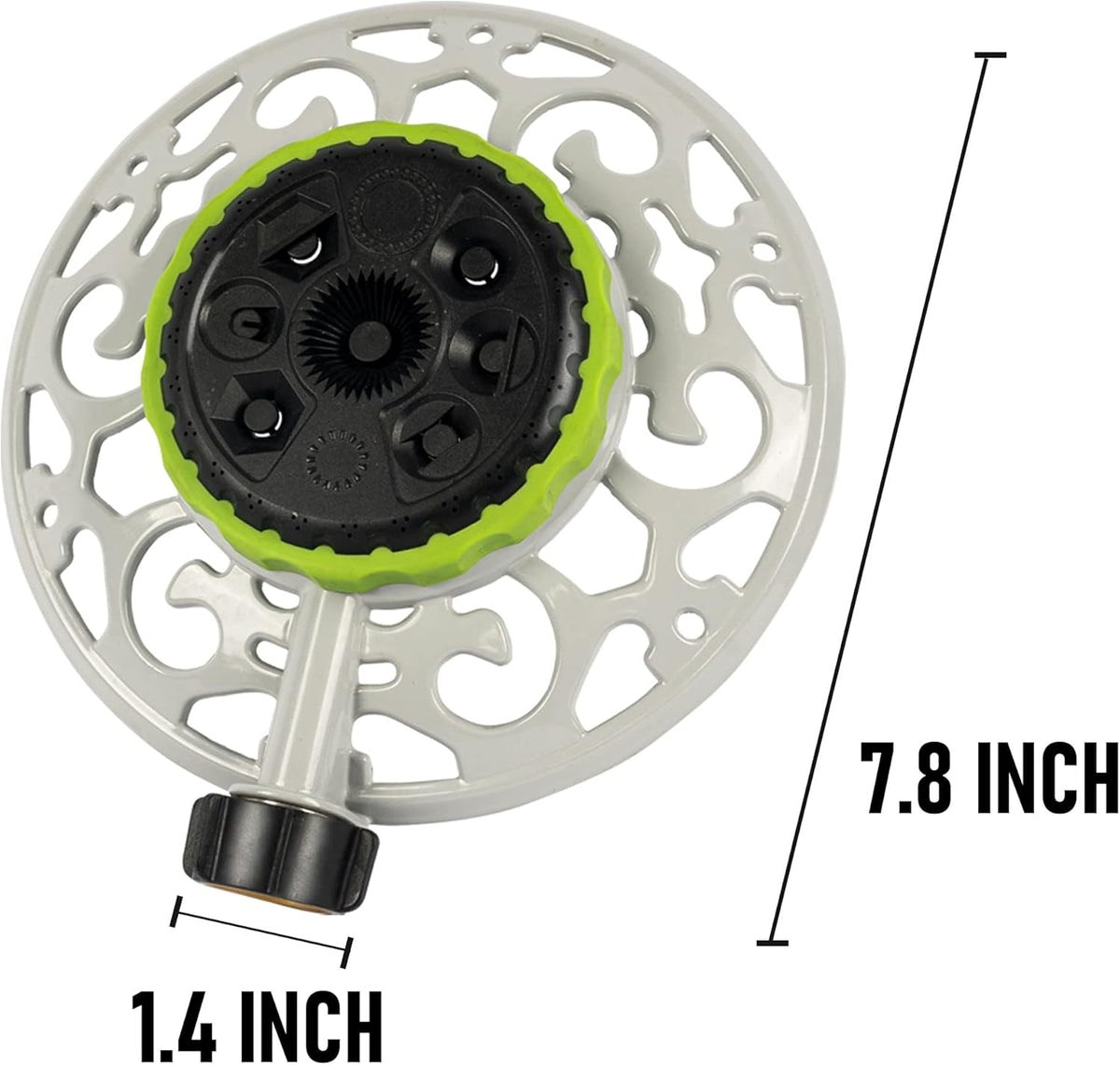 Adjustable Turret Metal Sprinkler, 8 Mode Fixed Lawn Sprinkler for Yard with Hose Quick Connect Product Adapter for Garden Watering Irrigation