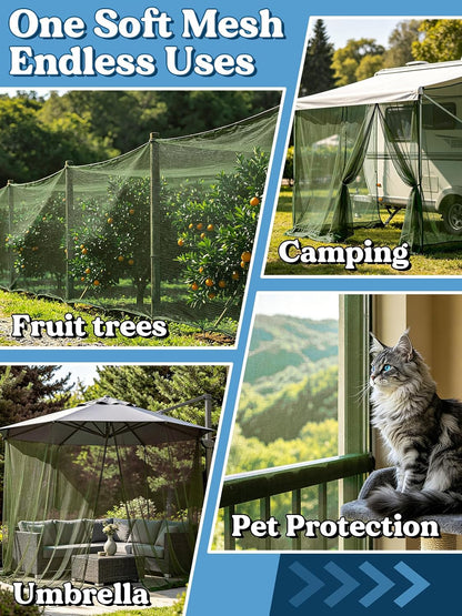 40x10ft Ultra-fine Mesh Mosquito Net, Patio Screen Netting, 1Pc Green