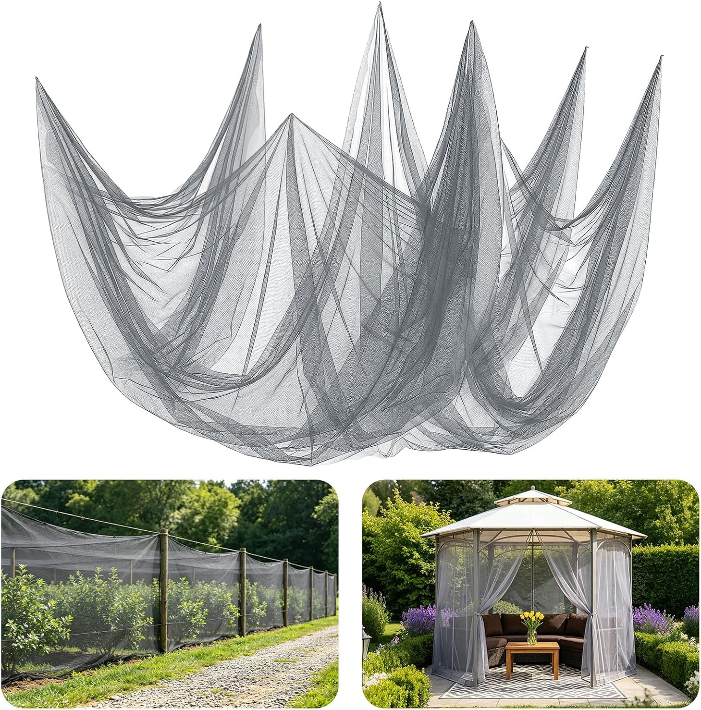 40x10ft Ultra-fine Mesh Mosquito Net, Patio Screen Netting, 1Pc Green