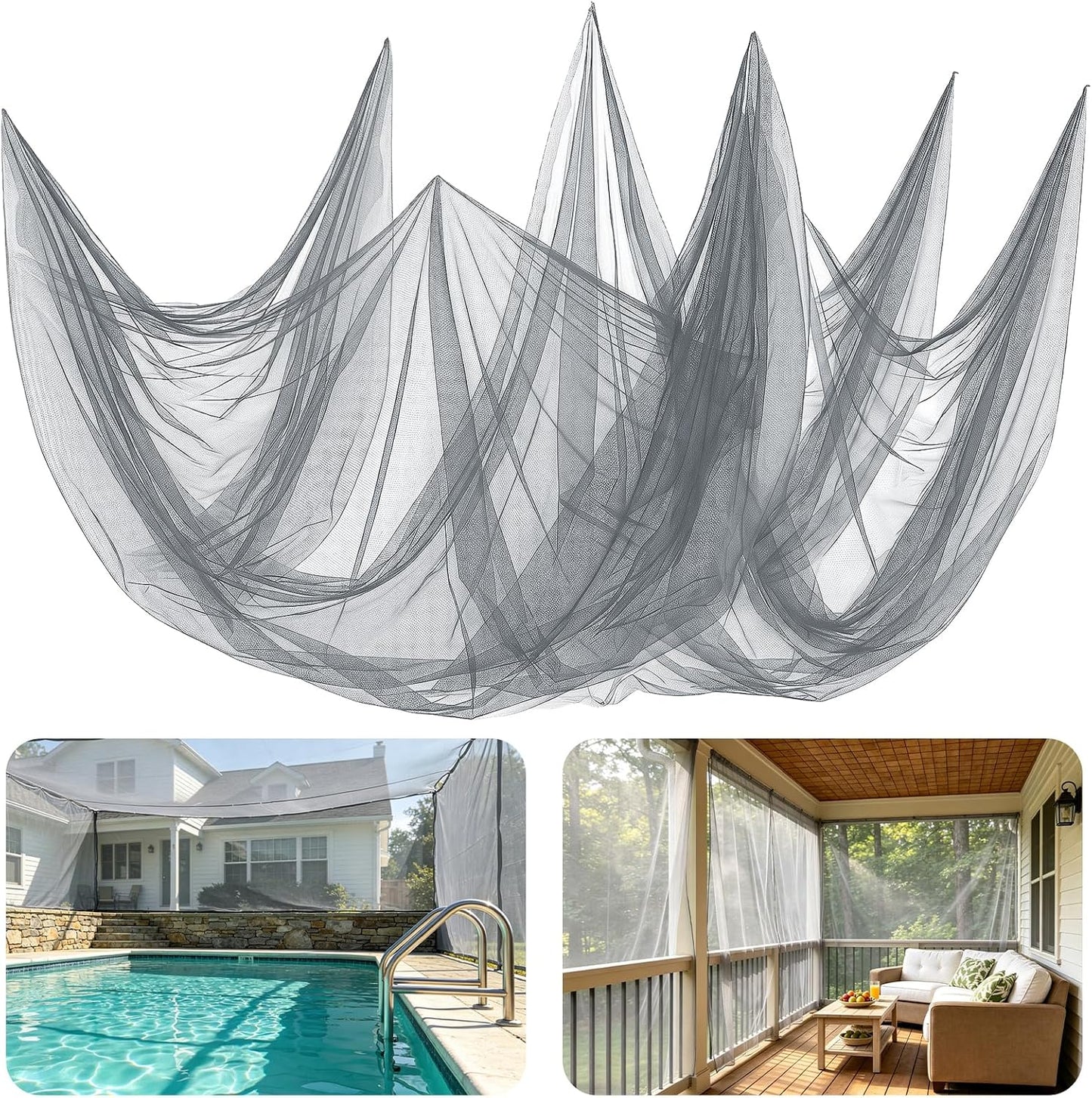 40x10ft Ultra-fine Mesh Mosquito Net, Patio Screen Netting, 1Pc Green