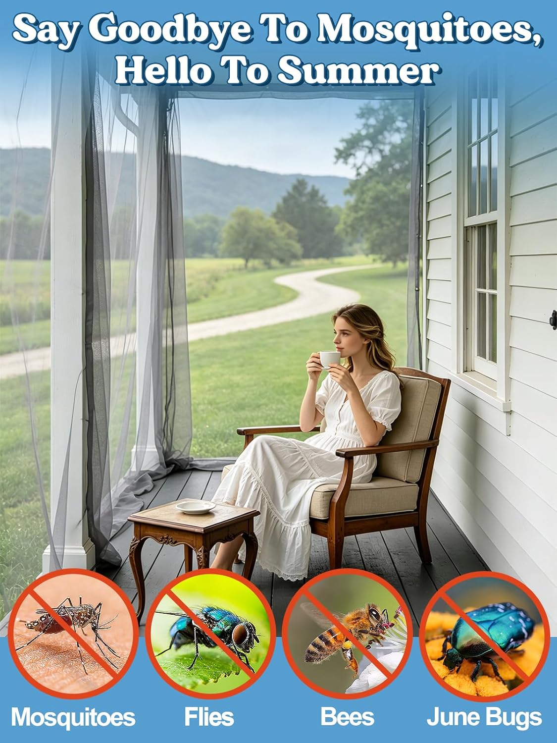 40x10ft Ultra-fine Mesh Mosquito Net, Patio Screen Netting, 1Pc Green