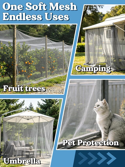40x10ft Ultra-fine Mesh Mosquito Net, Patio Screen Netting, 1Pc Green