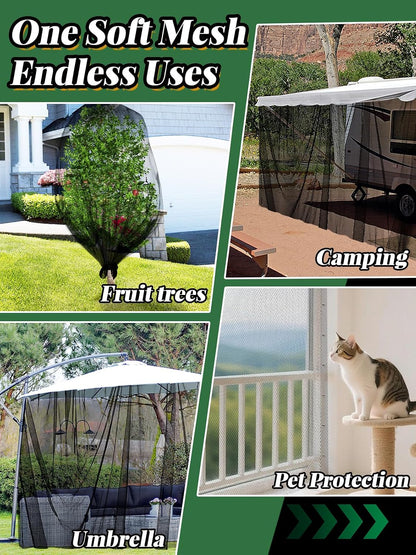 40x10ft Ultra-fine Mesh Mosquito Net, Patio Screen Netting, 1Pc Green