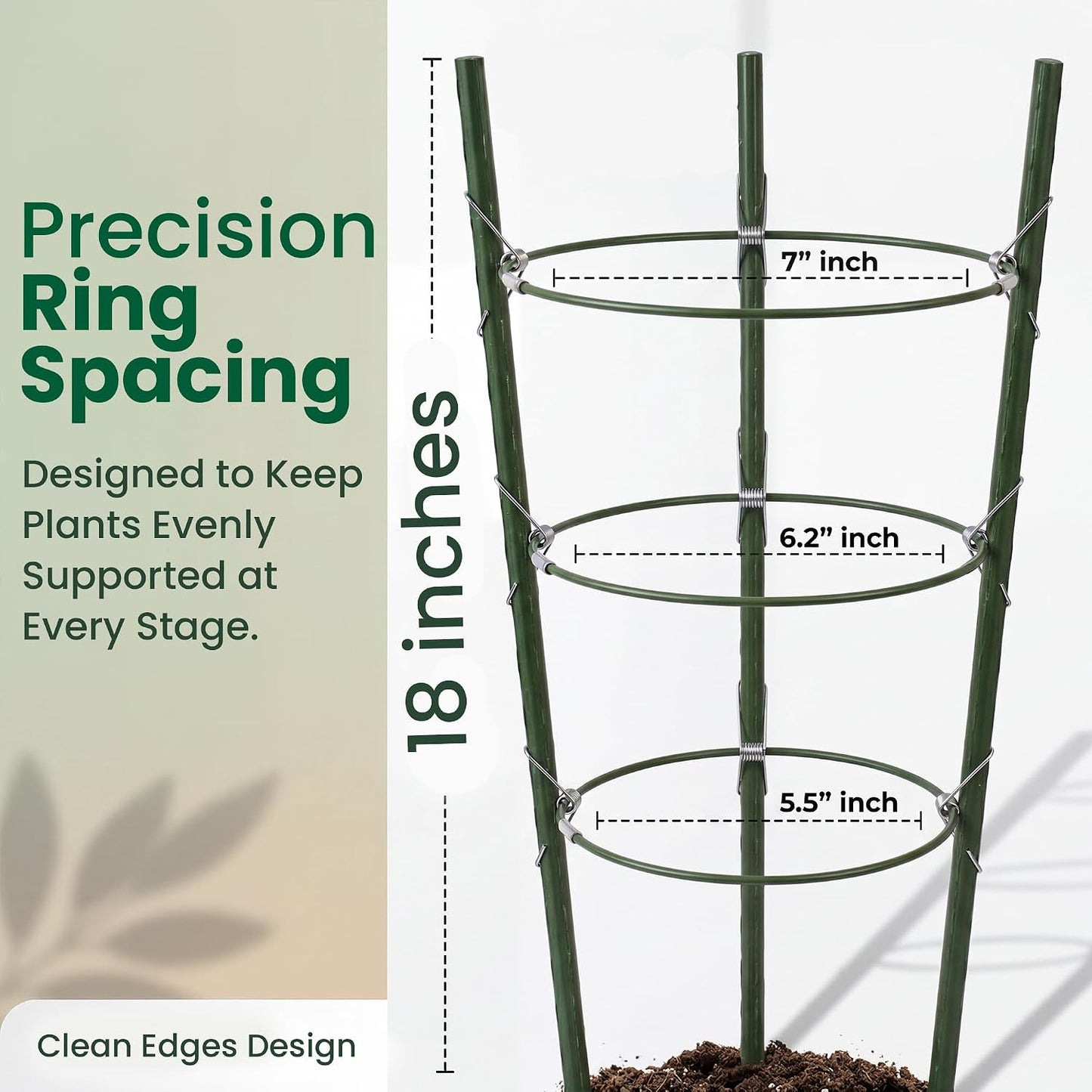 4 pcs 18" Round Tomato Cages for Garden - Metal Small Tomato Cages for Pots