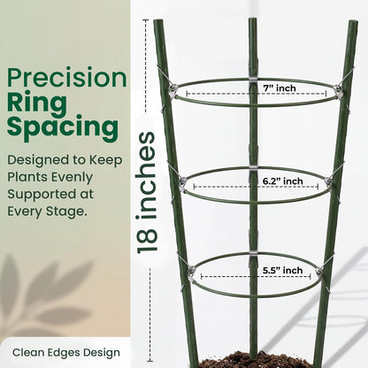 4 pcs 18" Round Tomato Cages for Garden - Metal Small Tomato Cages for Pots