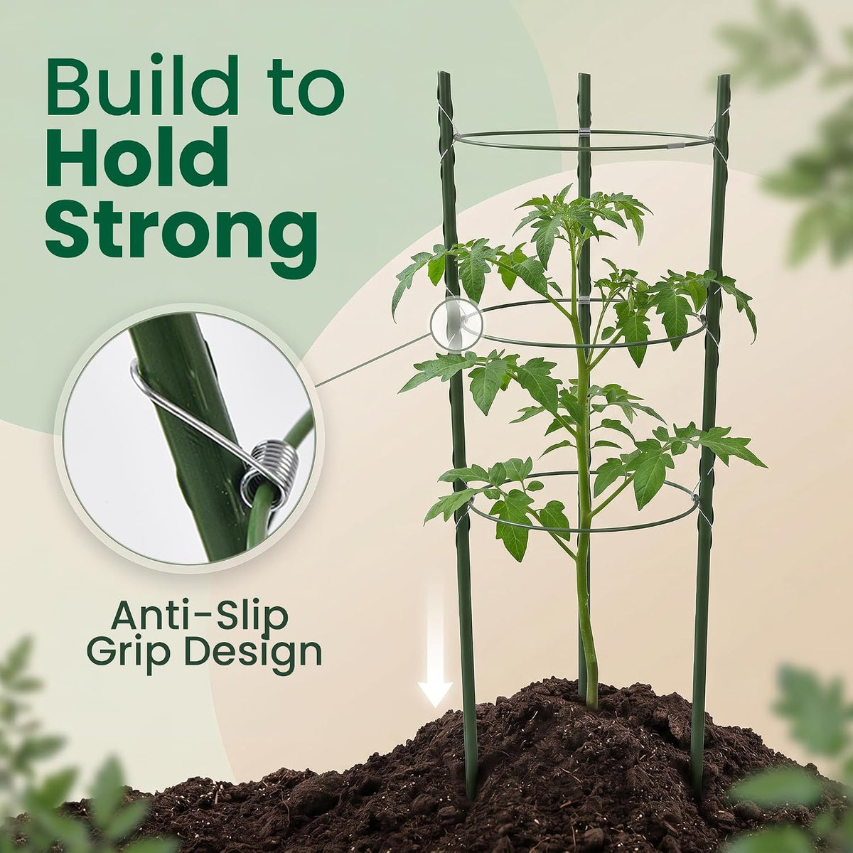 4 pcs 18" Round Tomato Cages for Garden - Metal Small Tomato Cages for Pots