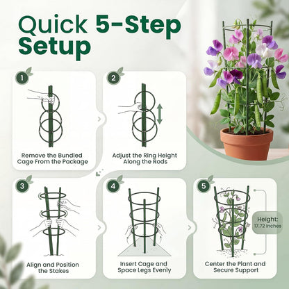 4 pcs 18" Round Tomato Cages for Garden - Metal Small Tomato Cages for Pots