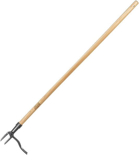 PullPro Long Handle Weed Puller Tool - 48" Classic Heavy Duty Hardwood Handle with 4 Claws Steel Head - Improved Stand Up Weed Remover Tool - Easy Stand Up Tool for Seniors