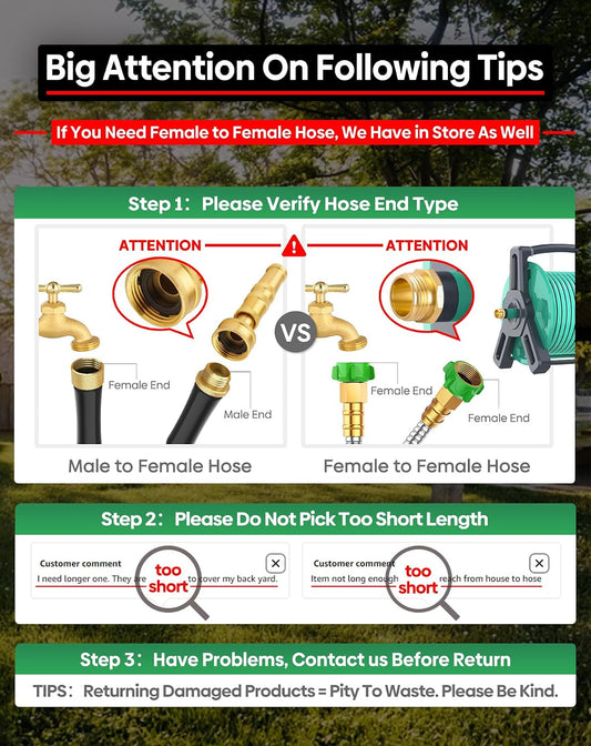 Short Metal Garden Hose 3 ft Connector, Stainless Steel Small Hose Extension Adapter for Hose Reel, Long, Flexible, Lightweight & Heavy Duty Water Pipe, No Kinking Outdoor Water Hose for Yard, 3 Feet