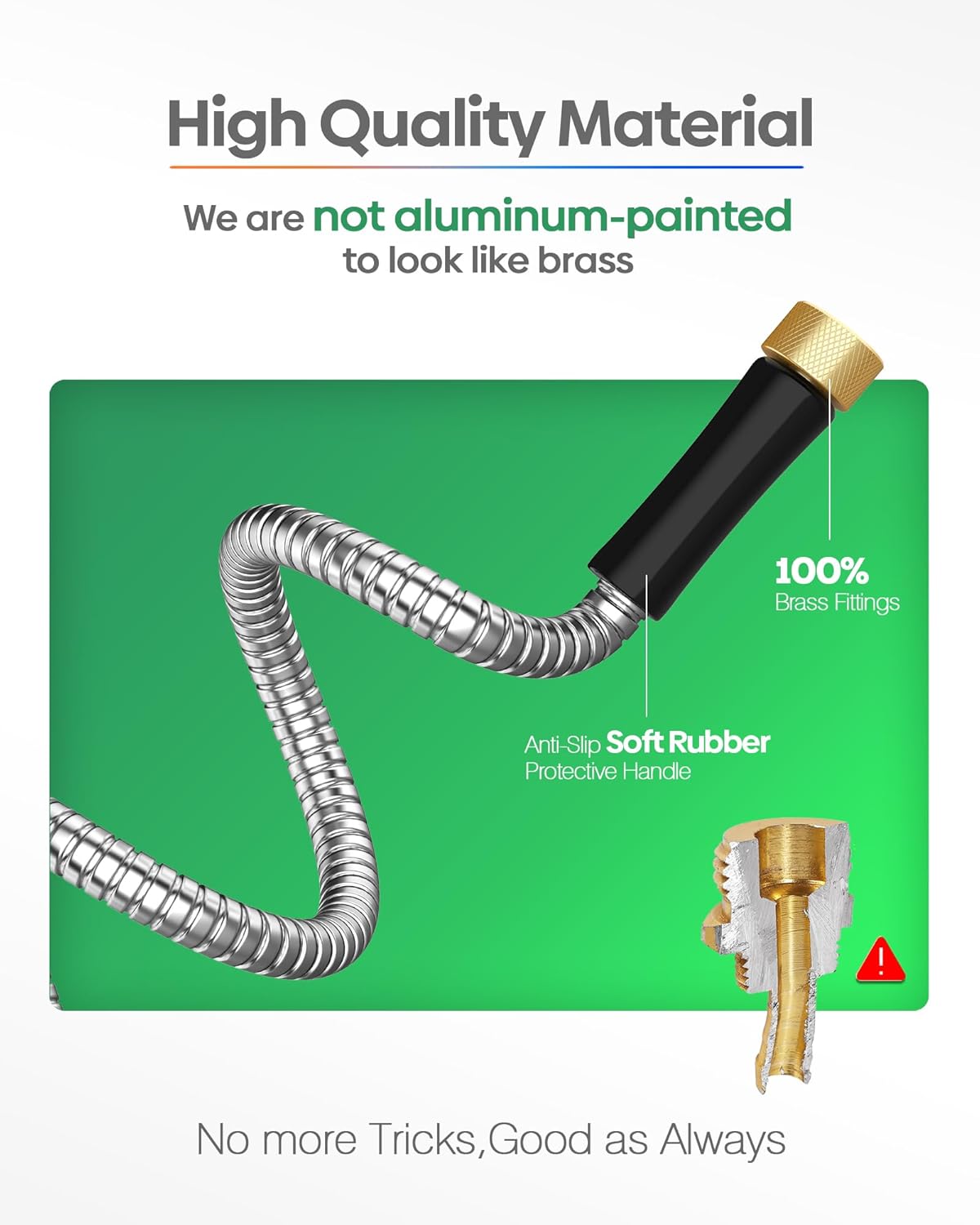 Short Metal Garden Hose 3 ft Connector, Stainless Steel Small Hose Extension Adapter for Hose Reel, Long, Flexible, Lightweight & Heavy Duty Water Pipe, No Kinking Outdoor Water Hose for Yard, 3 Feet