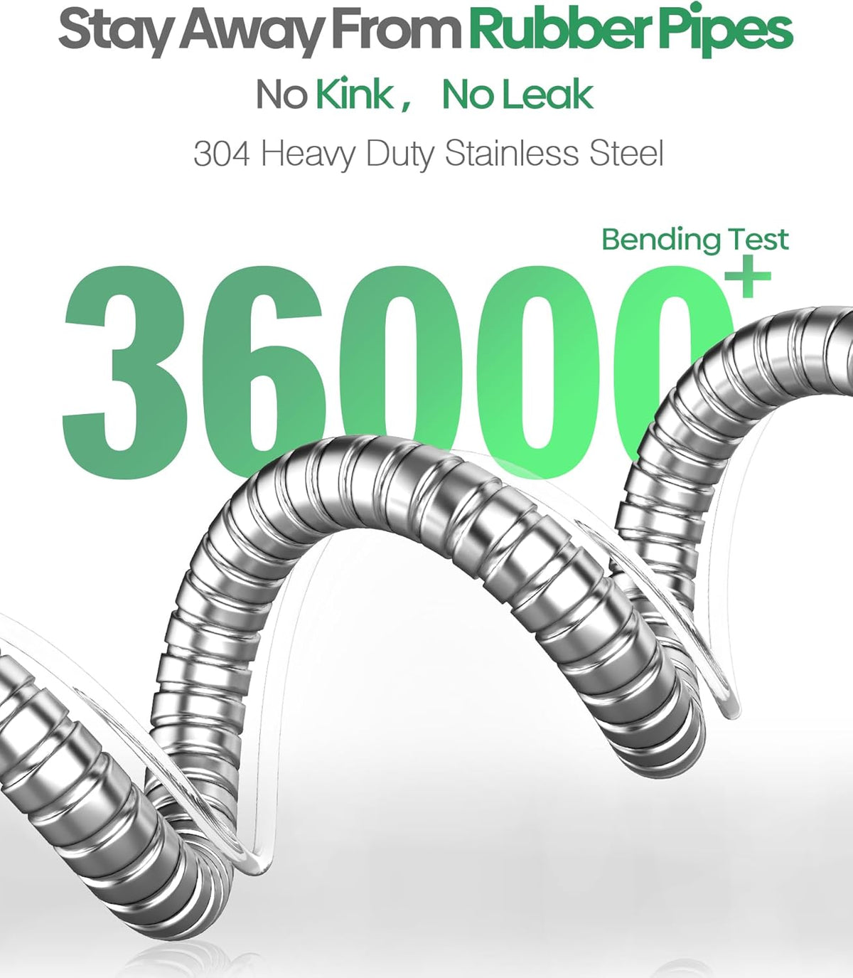 Short Metal Garden Hose 3 ft Connector, Stainless Steel Small Hose Extension Adapter for Hose Reel, Long, Flexible, Lightweight & Heavy Duty Water Pipe, No Kinking Outdoor Water Hose for Yard, 3 Feet