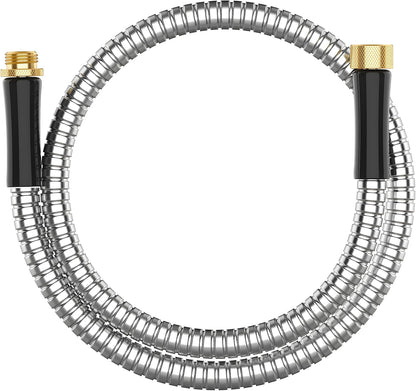 Short Metal Garden Hose 3 ft Connector, Stainless Steel Small Hose Extension Adapter for Hose Reel, Long, Flexible, Lightweight & Heavy Duty Water Pipe, No Kinking Outdoor Water Hose for Yard, 3 Feet