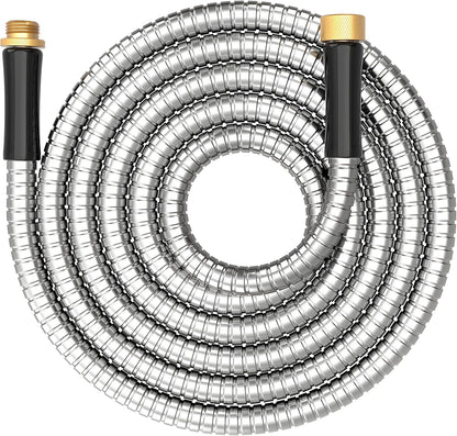 Short Metal Garden Hose 3 ft Connector, Stainless Steel Small Hose Extension Adapter for Hose Reel, Long, Flexible, Lightweight & Heavy Duty Water Pipe, No Kinking Outdoor Water Hose for Yard, 3 Feet