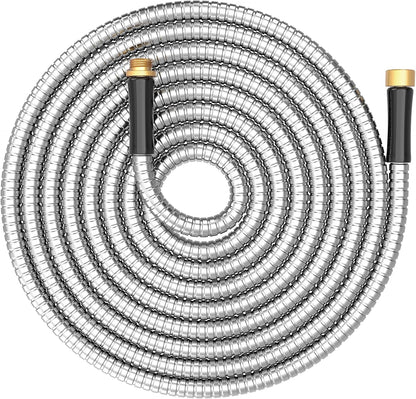 Short Metal Garden Hose 3 ft Connector, Stainless Steel Small Hose Extension Adapter for Hose Reel, Long, Flexible, Lightweight & Heavy Duty Water Pipe, No Kinking Outdoor Water Hose for Yard, 3 Feet