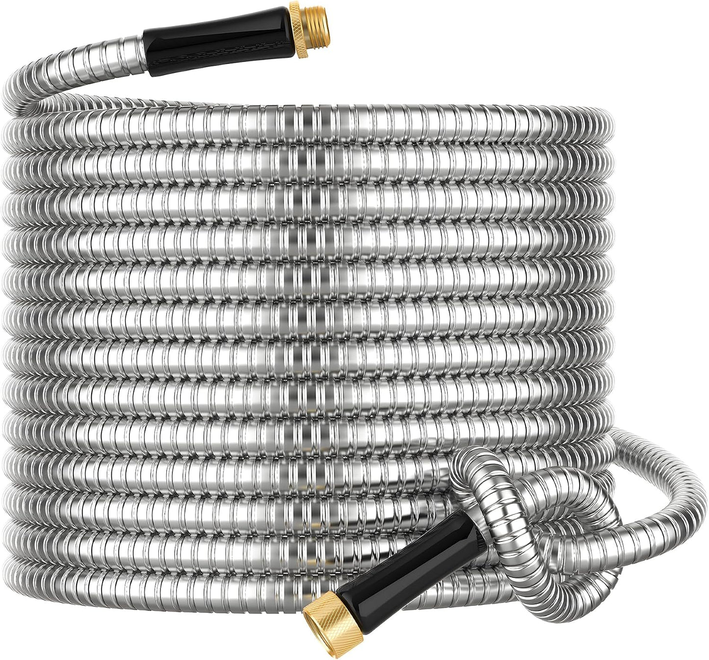 Short Metal Garden Hose 3 ft Connector, Stainless Steel Small Hose Extension Adapter for Hose Reel, Long, Flexible, Lightweight & Heavy Duty Water Pipe, No Kinking Outdoor Water Hose for Yard, 3 Feet