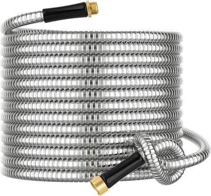Short Metal Garden Hose 3 ft Connector, Stainless Steel Small Hose Extension Adapter for Hose Reel, Long, Flexible, Lightweight & Heavy Duty Water Pipe, No Kinking Outdoor Water Hose for Yard, 3 Feet