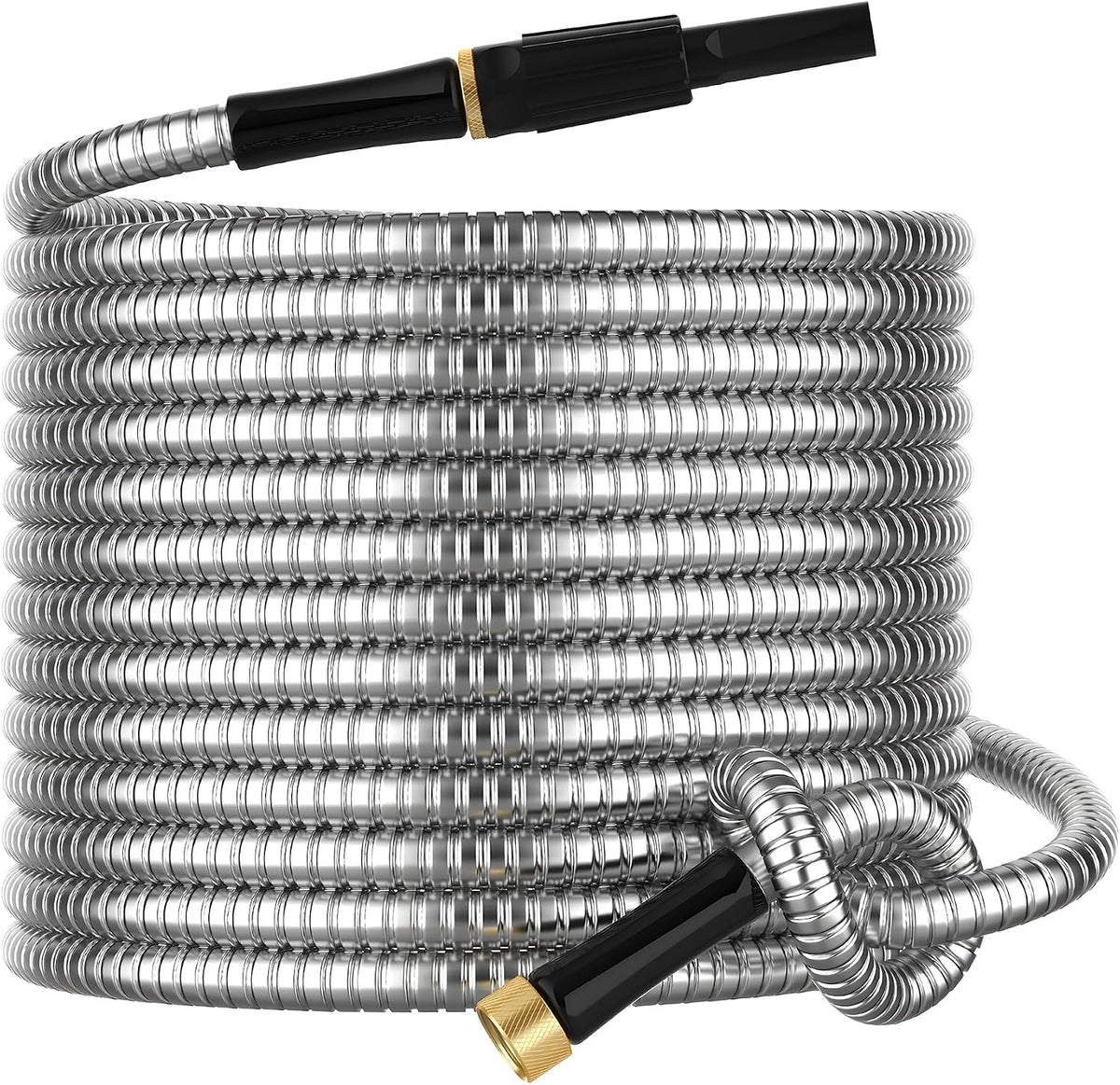 Short Metal Garden Hose 3 ft Connector, Stainless Steel Small Hose Extension Adapter for Hose Reel, Long, Flexible, Lightweight & Heavy Duty Water Pipe, No Kinking Outdoor Water Hose for Yard, 3 Feet