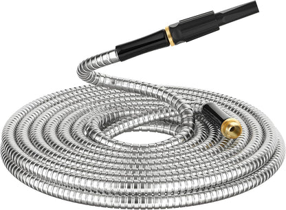 Short Metal Garden Hose 3 ft Connector, Stainless Steel Small Hose Extension Adapter for Hose Reel, Long, Flexible, Lightweight & Heavy Duty Water Pipe, No Kinking Outdoor Water Hose for Yard, 3 Feet