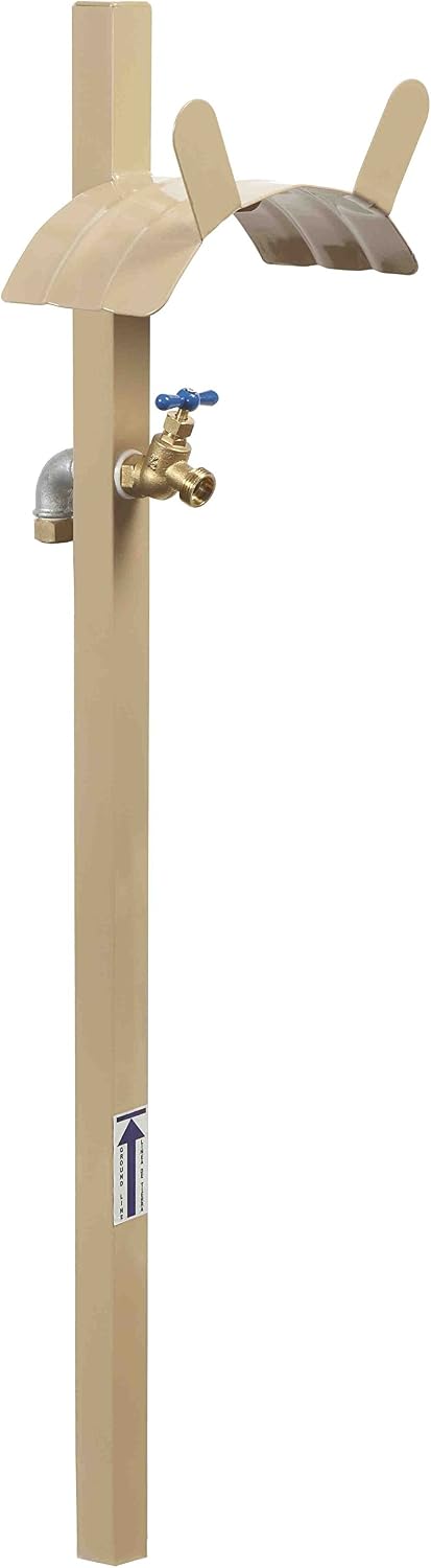 693 Free Standing Garden Hose Stand With Brass Faucet, Holds 150-Feet of 5/8-Inch Hose - Tan