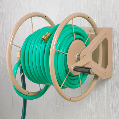 693 Free Standing Garden Hose Stand With Brass Faucet, Holds 150-Feet of 5/8-Inch Hose - Tan