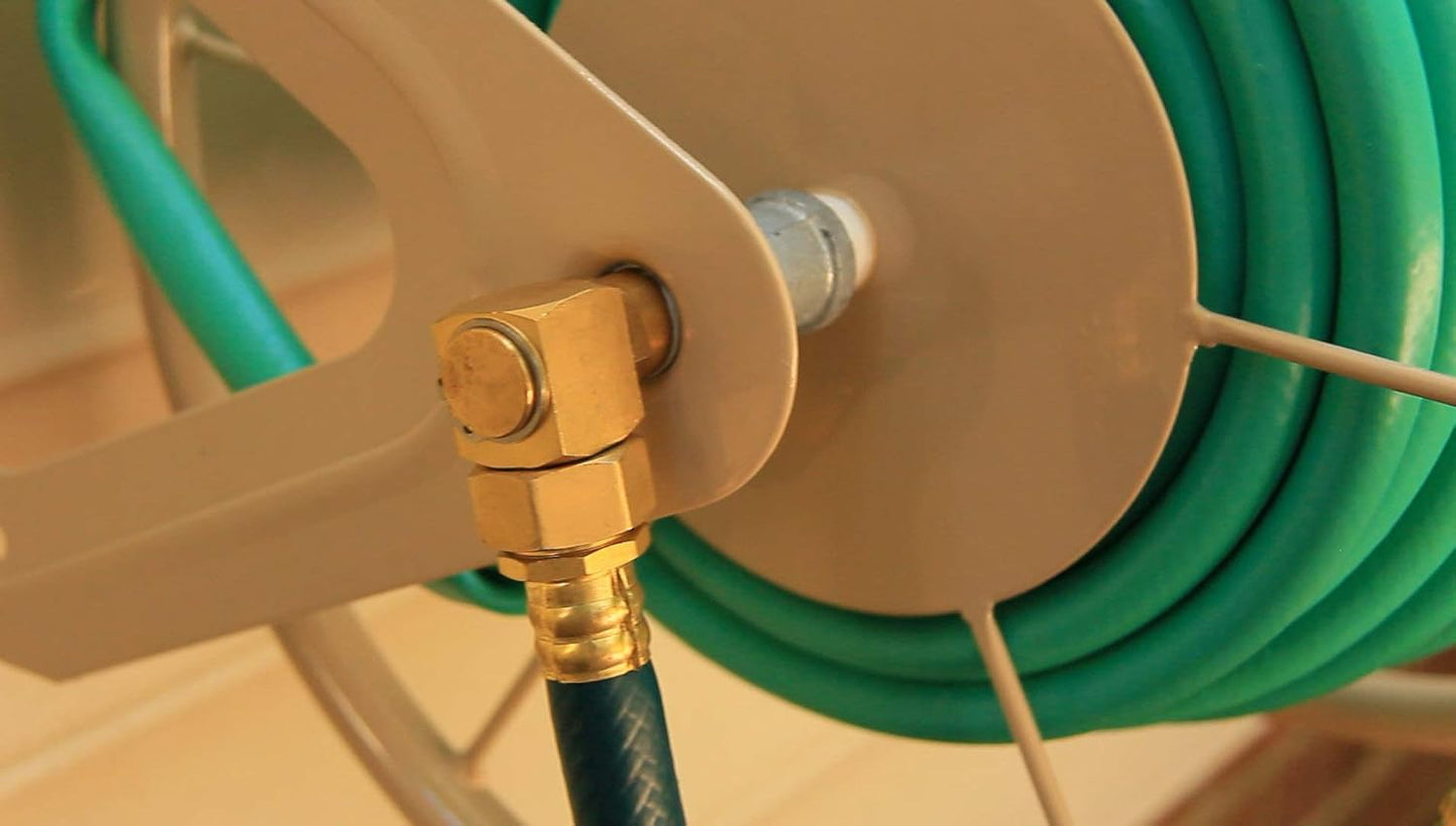 693 Free Standing Garden Hose Stand With Brass Faucet, Holds 150-Feet of 5/8-Inch Hose - Tan