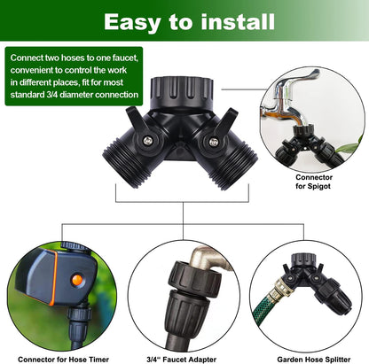 1/2 Inch Drip Irrigation Tubing Adapter,2 Way Y Hose Splitter