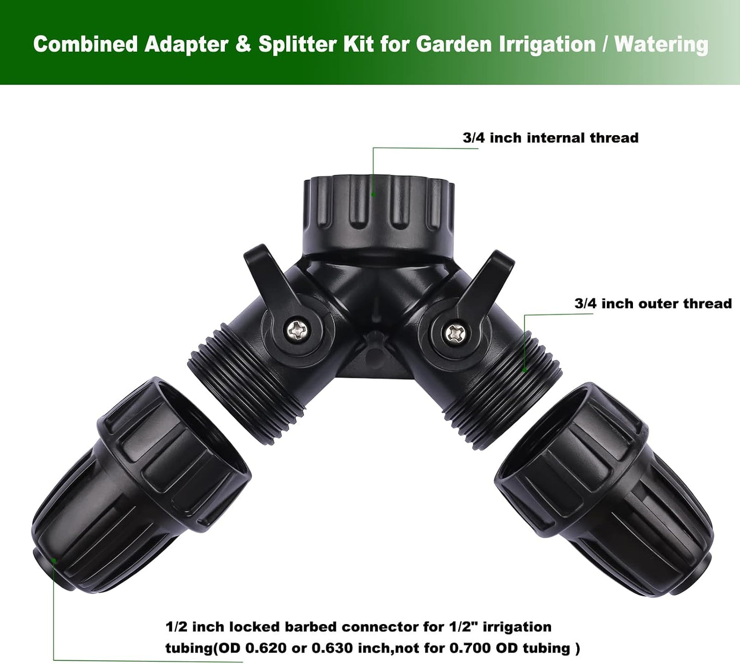 1/2 Inch Drip Irrigation Tubing Adapter,2 Way Y Hose Splitter