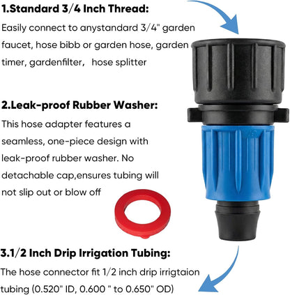 1/2 Inch Drip Irrigation Tubing Adapter,2 Way Y Hose Splitter
