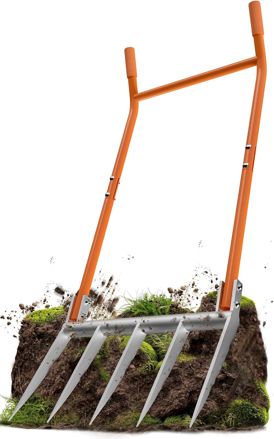 Broadfork 5-Tine Broad Fork for Gardening Ergonomic U-Shaped Design