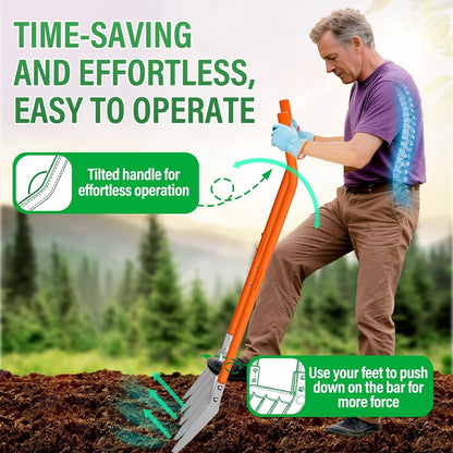 Broadfork 5-Tine Broad Fork for Gardening Ergonomic U-Shaped Design