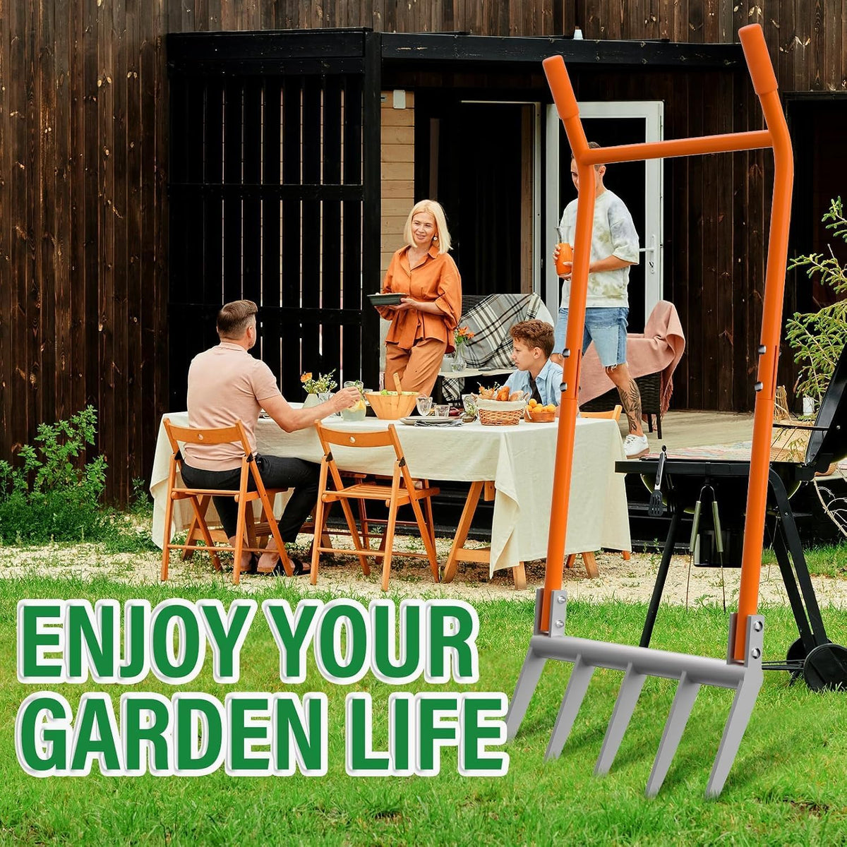 Broadfork 5-Tine Broad Fork for Gardening Ergonomic U-Shaped Design