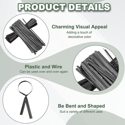 800Pcs Wire Twist Ties Reusable 5.9 Inch for Plastic Bags Black