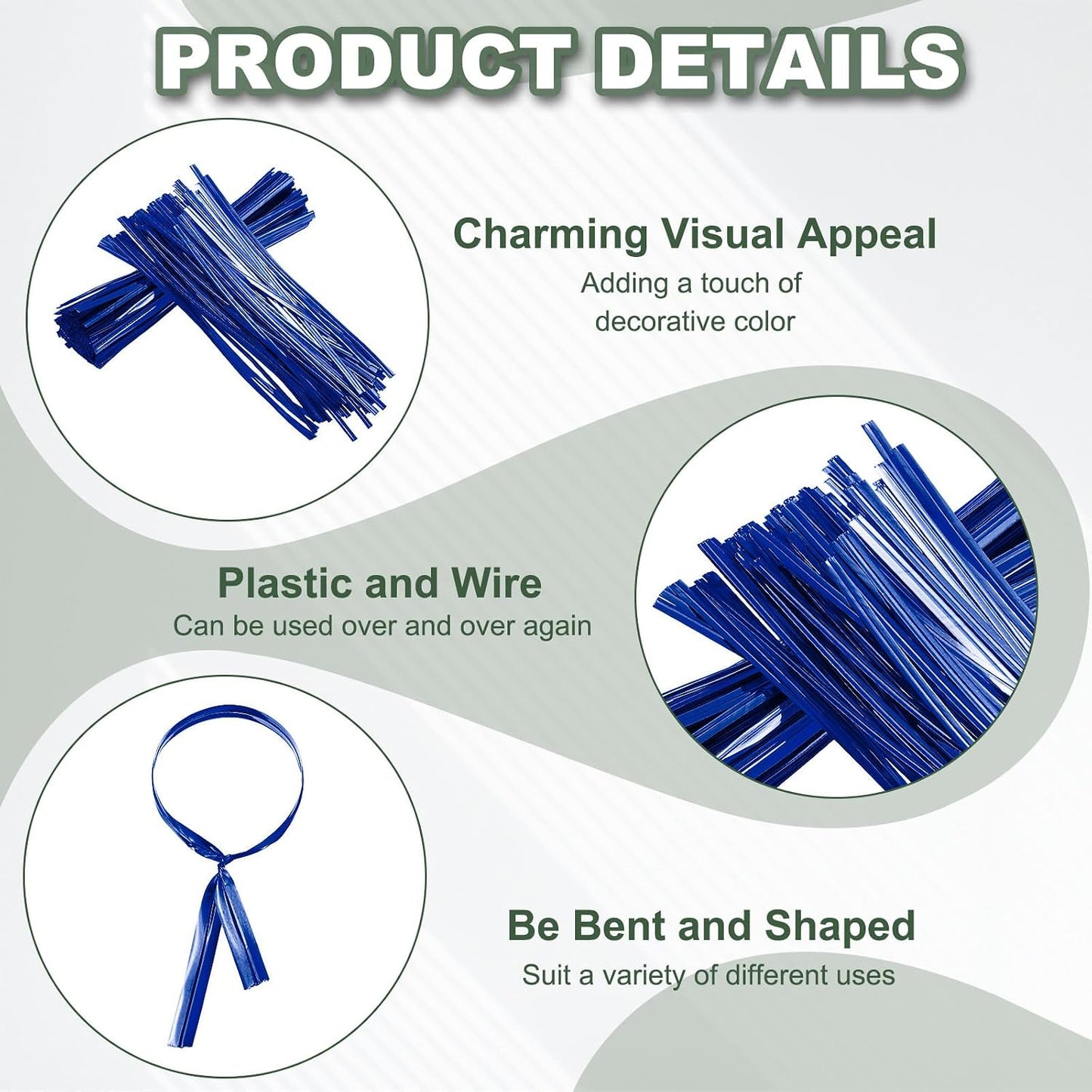 800Pcs Wire Twist Ties Reusable 5.9 Inch for Plastic Bags Black