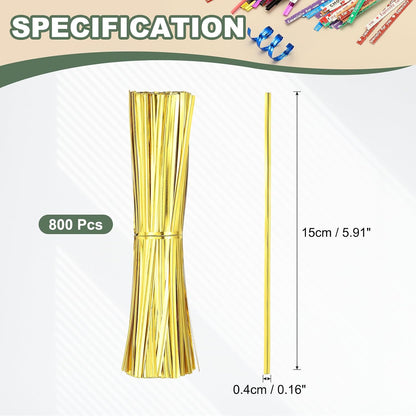 800Pcs Wire Twist Ties Reusable 5.9 Inch for Plastic Bags Black
