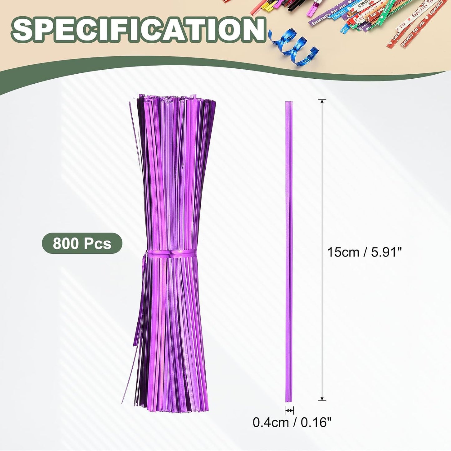 800Pcs Wire Twist Ties Reusable 5.9 Inch for Plastic Bags Black