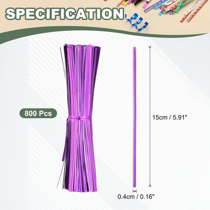 800Pcs Wire Twist Ties Reusable 5.9 Inch for Plastic Bags Black