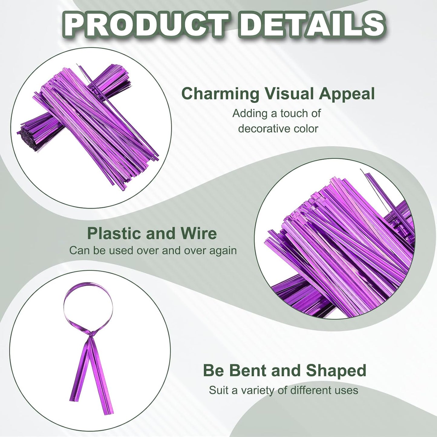 800Pcs Wire Twist Ties Reusable 5.9 Inch for Plastic Bags Black