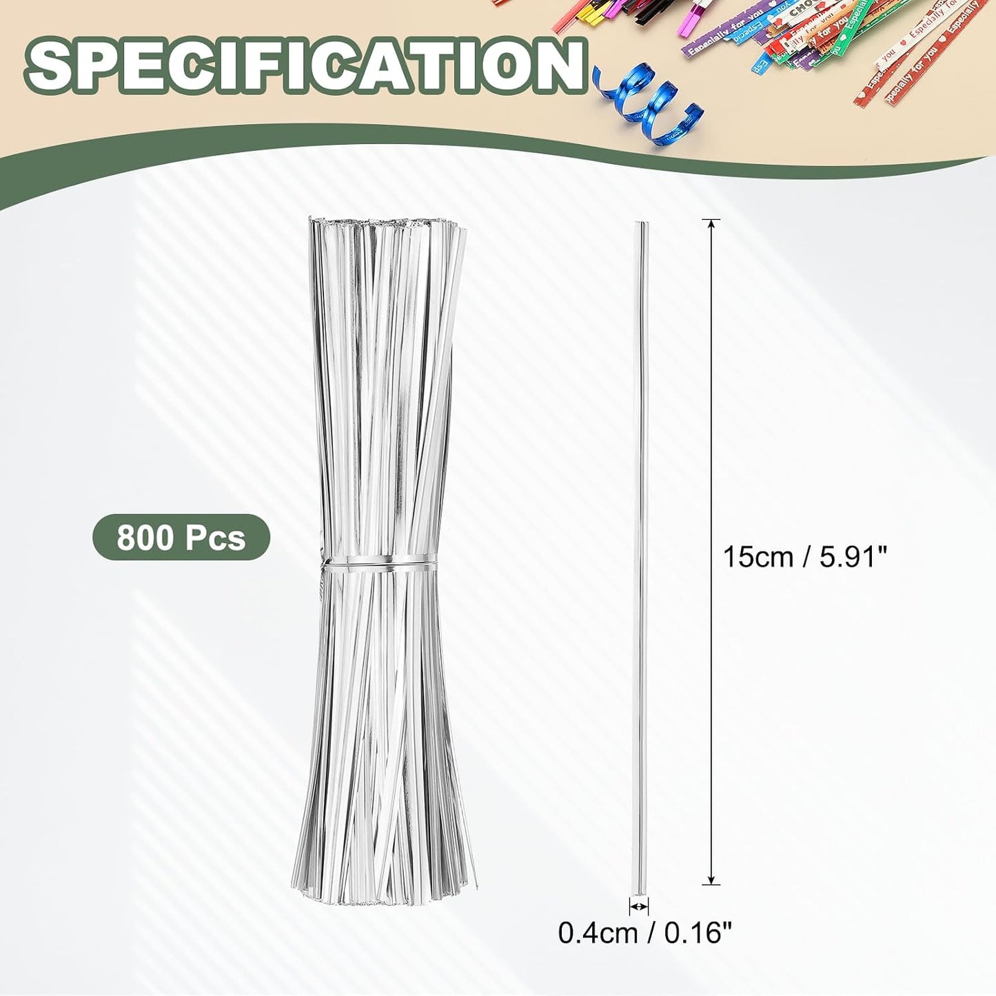 800Pcs Wire Twist Ties Reusable 5.9 Inch for Plastic Bags Black