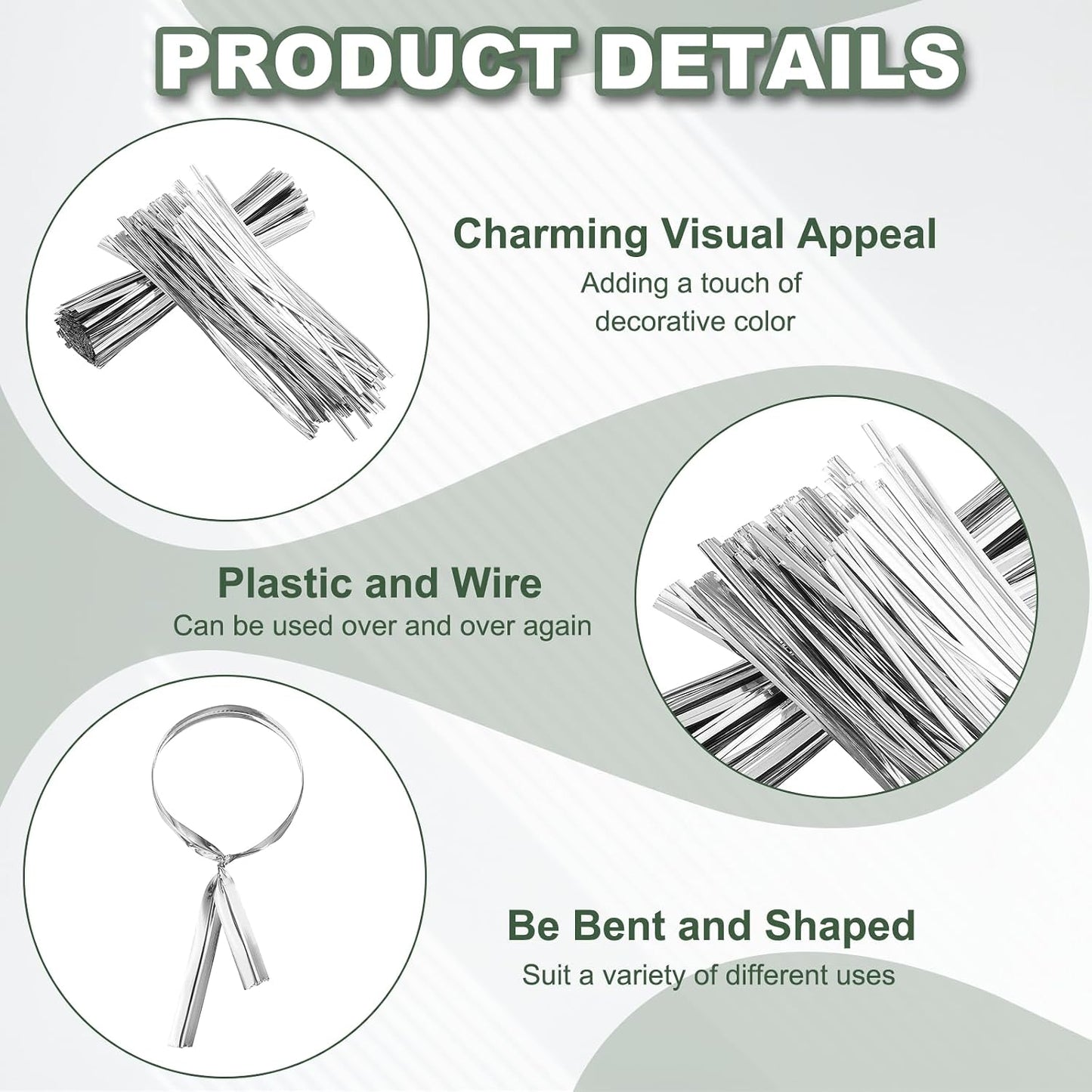800Pcs Wire Twist Ties Reusable 5.9 Inch for Plastic Bags Black