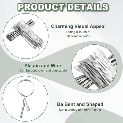 800Pcs Wire Twist Ties Reusable 5.9 Inch for Plastic Bags Black