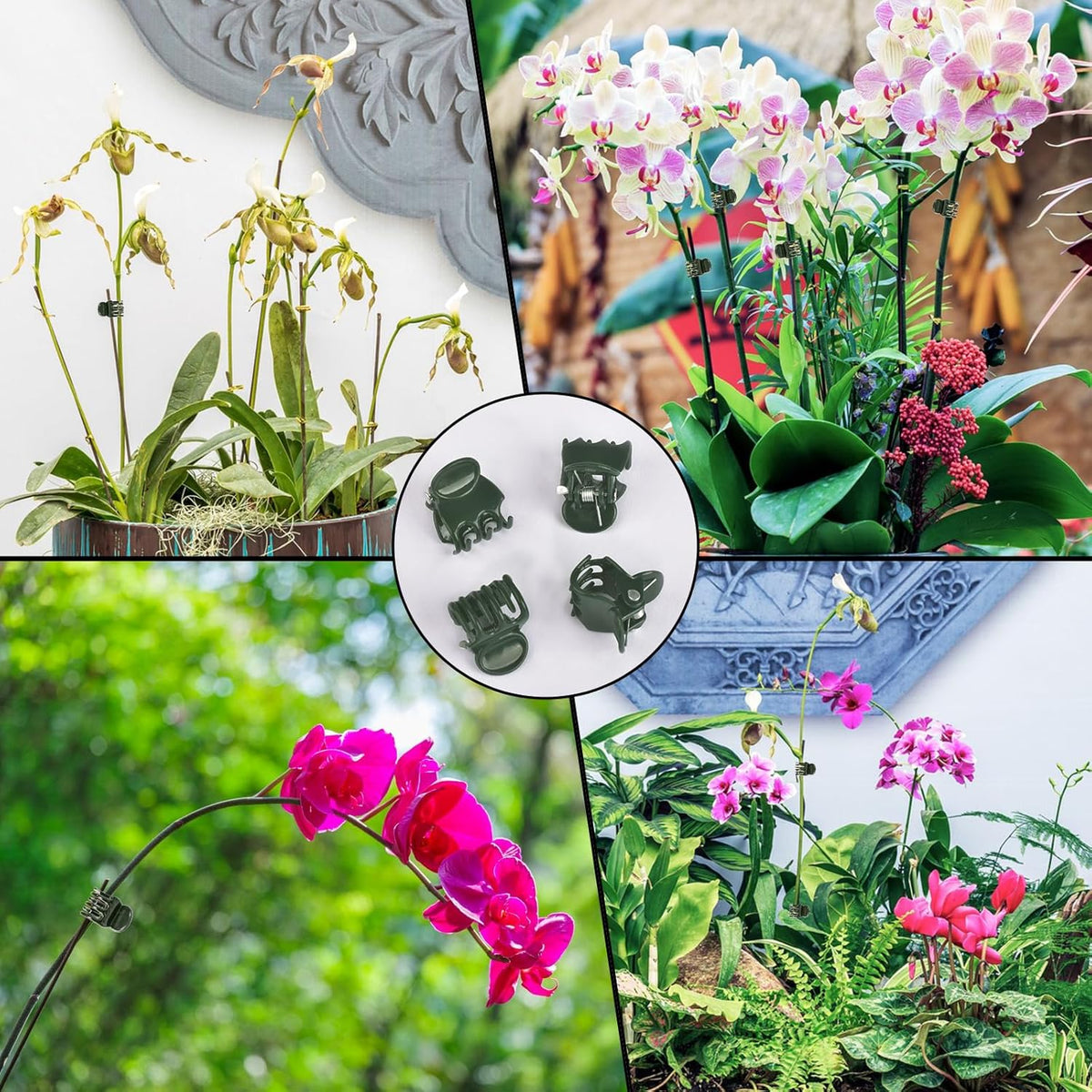 100 Pcs Plant Clips Orchid Clips Plants Orchid Support Clips Flower Vine Clips for Supporting Stems Vines Stalks Climbing Plant Grow Upright