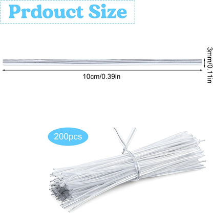 200 Pcs 4 inch Clear Twist Ties Reusable Plastic Metal Wire Twists Tie Garden Twist Ties for Plastic Coffee Bags, Gift Wrapping, Crafts, Plants
