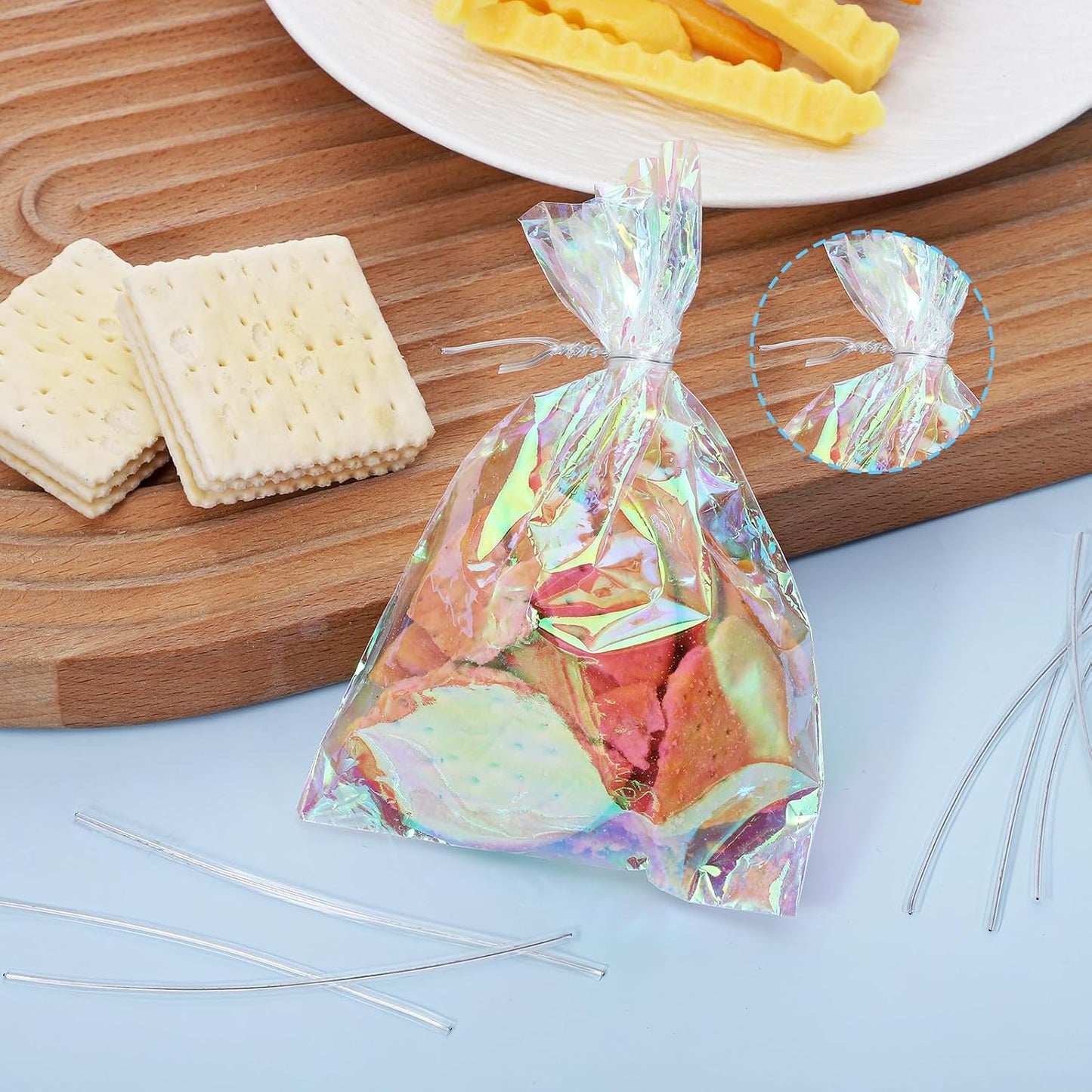 200 Pcs 4 inch Clear Twist Ties Reusable Plastic Metal Wire Twists Tie Garden Twist Ties for Plastic Coffee Bags, Gift Wrapping, Crafts, Plants
