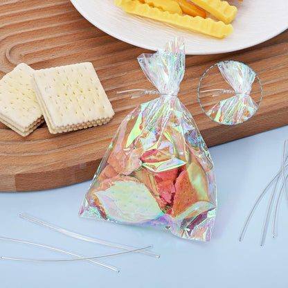 200 Pcs 4 inch Clear Twist Ties Reusable Plastic Metal Wire Twists Tie Garden Twist Ties for Plastic Coffee Bags, Gift Wrapping, Crafts, Plants