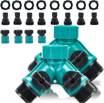 2 Way Garden Hose Splitter - Hose Y Splitter with 2 Valve, Male and Female Garden Hose Connector Perfect for Faucet Splitter, Hose and 3/4" Thread Watering Equipment,Outlet Splitter