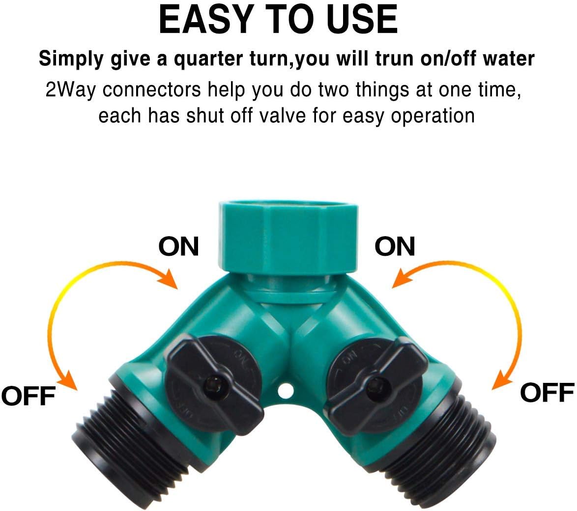 2 Way Garden Hose Splitter - Hose Y Splitter with 2 Valve, Male and Female Garden Hose Connector Perfect for Faucet Splitter, Hose and 3/4" Thread Watering Equipment,Outlet Splitter